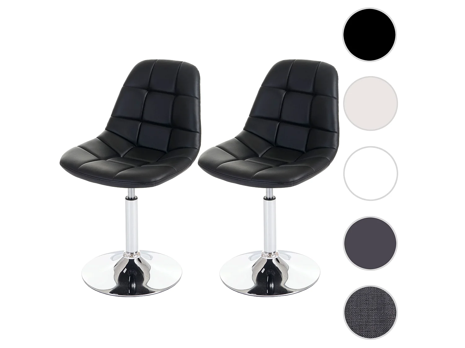 Silla de comedor MCW-A60 (set de 2),  piel sintética negra