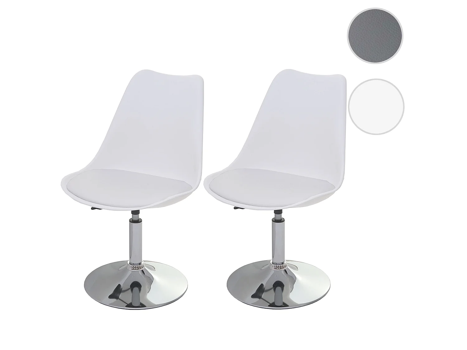 Eetkamerstoel Vaasa T501 (set van 2),  wit, voet chroom