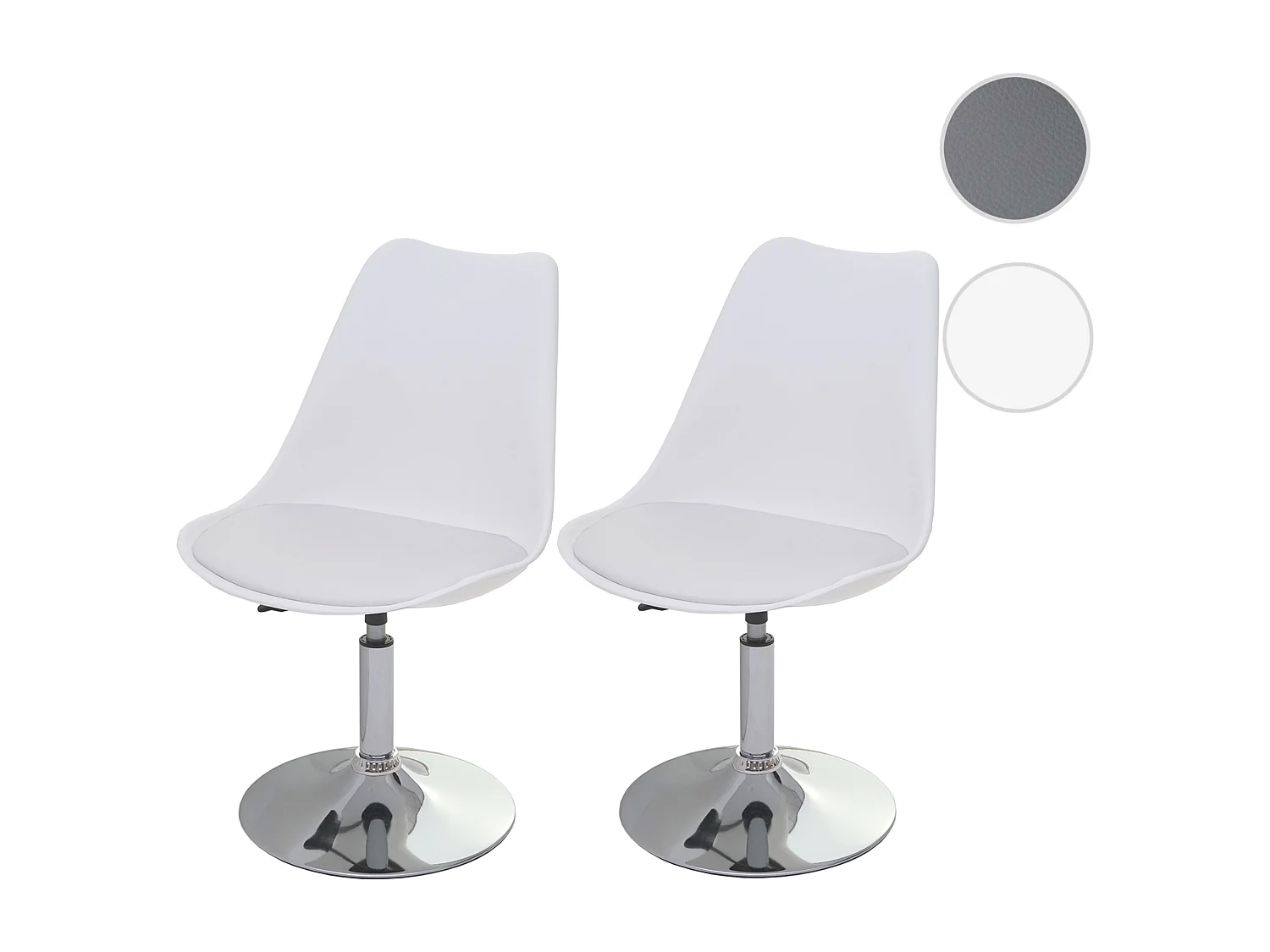 Silla de comedor Vaasa T501 (set de 2),  blanco, base cromada