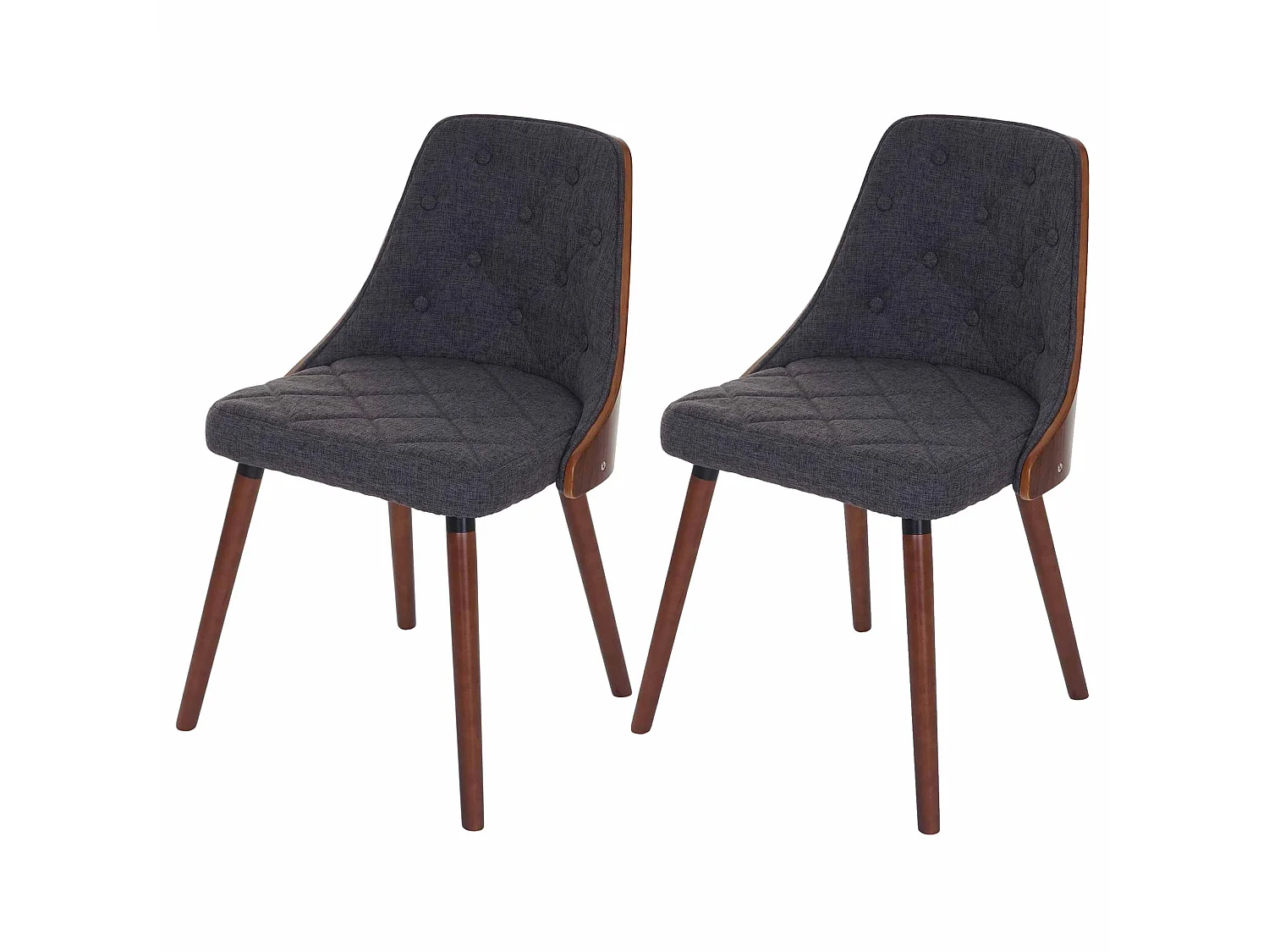 Eetkamerstoel MCW-A75 (set van 2),  textiel grijs