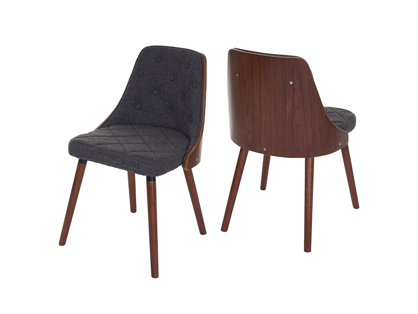 Eetkamerstoel MCW-A75 (set van 2),  textiel grijs