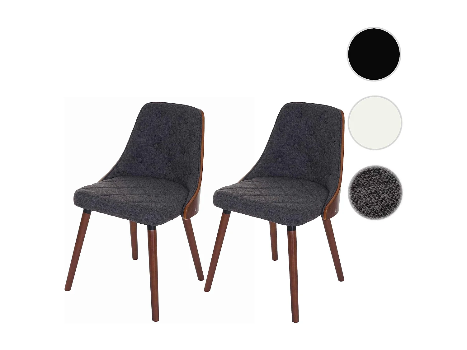 Eetkamerstoel MCW-A75 (set van 2),  textiel grijs