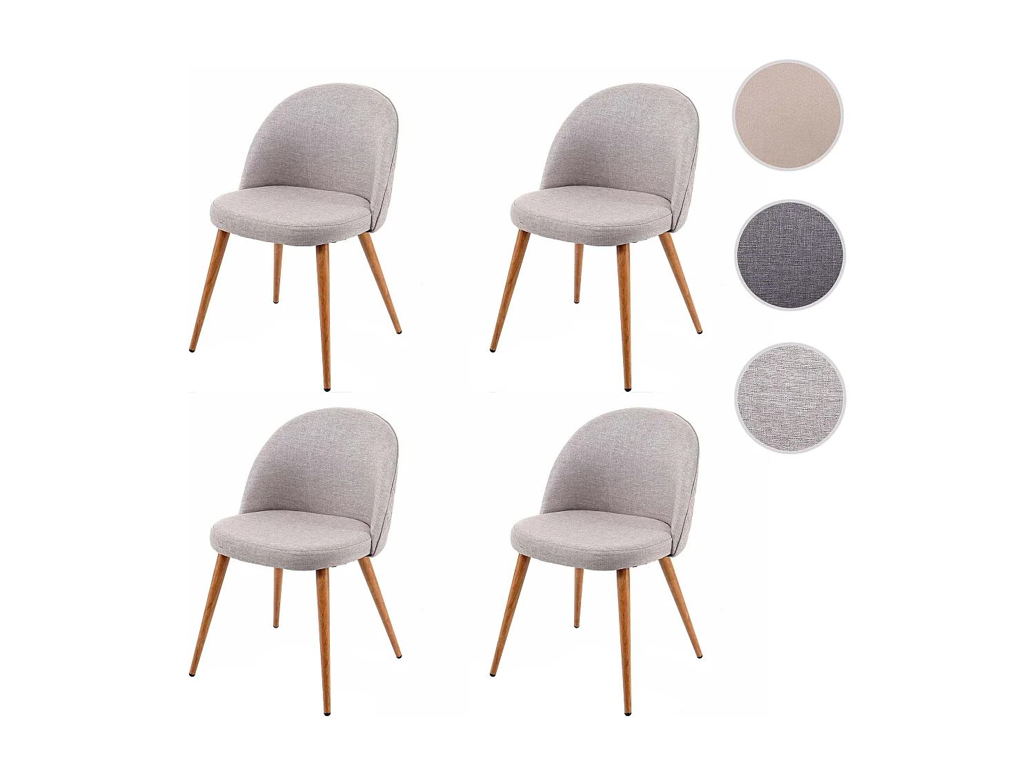 Silla de comedor MCW-D53 (juego de 4),  gris claro