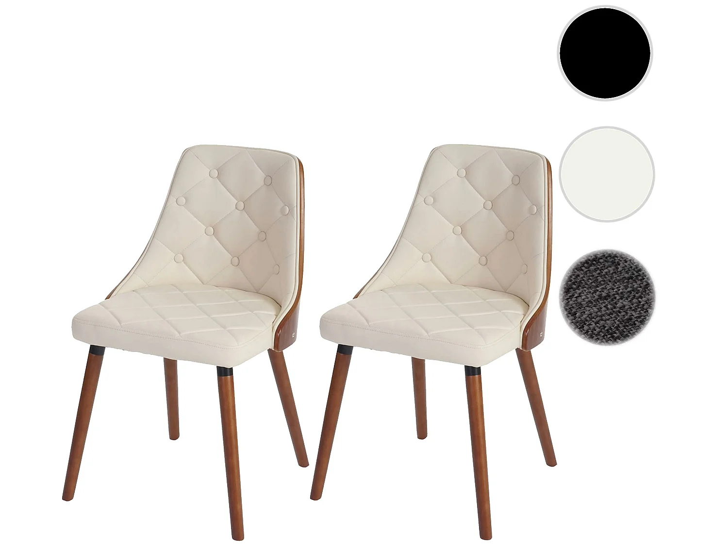 Set 2x sedie sala da pranzo soggiorno MCW-A75 53x50x82cm legno ecopelle avorio