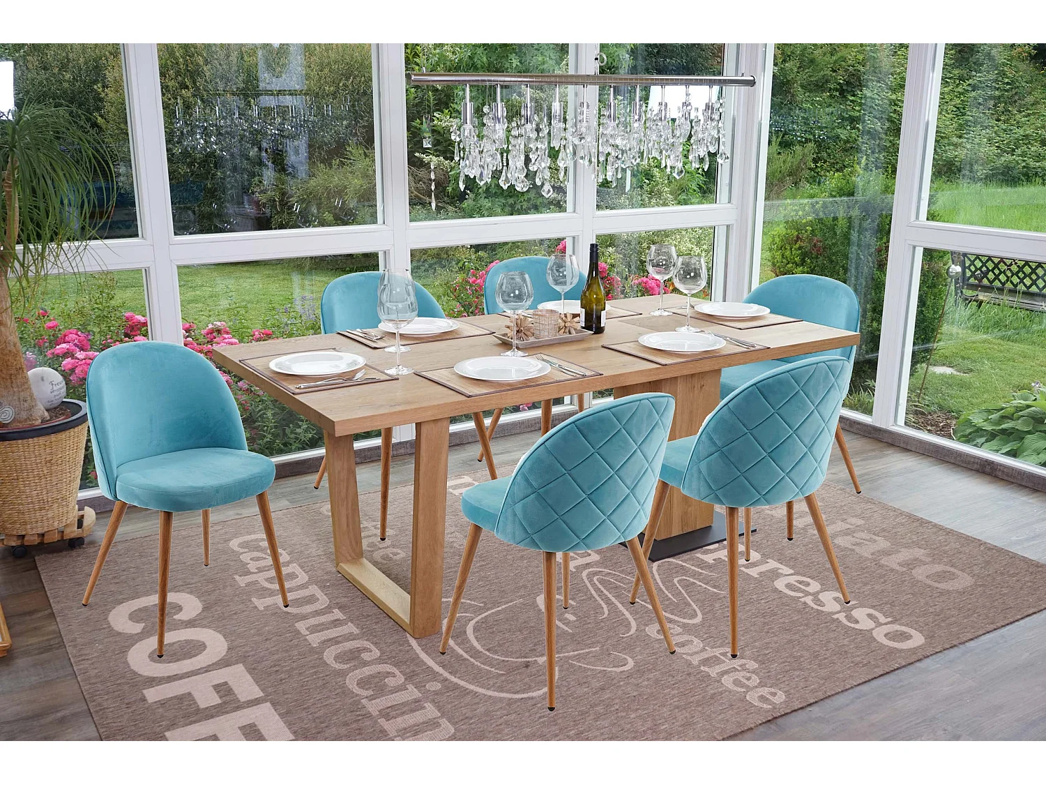 Silla de comedor MCW-D53 (juego de 4),  turquesa