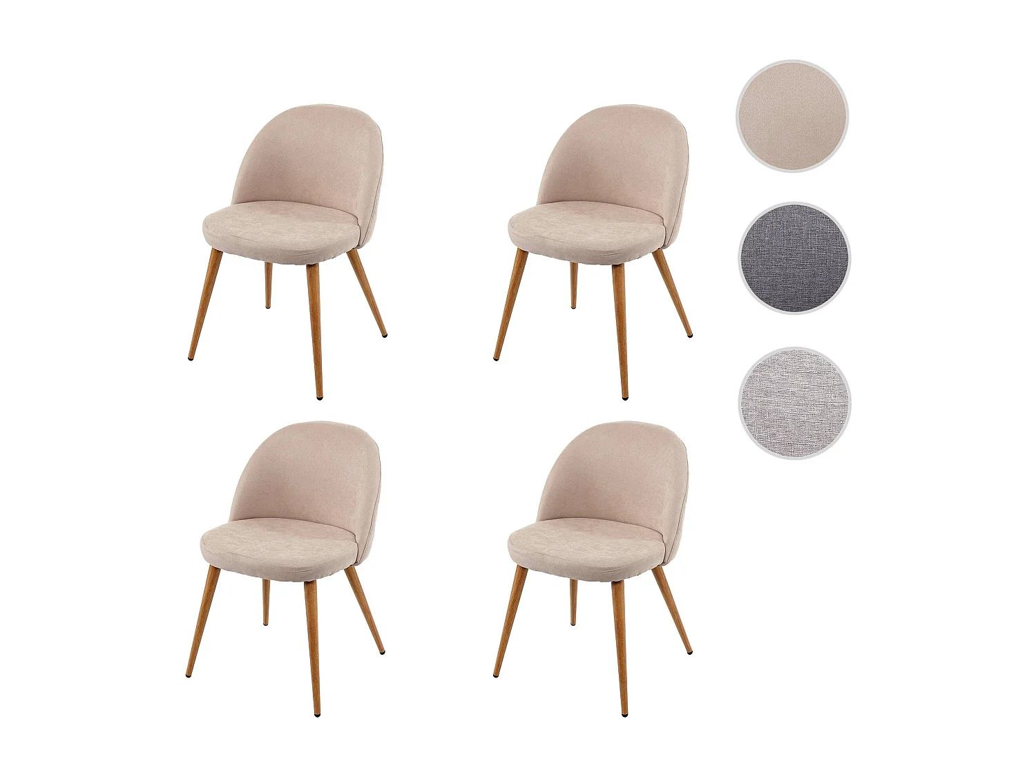 Silla de comedor MCW-D53 (juego de 4),  beige