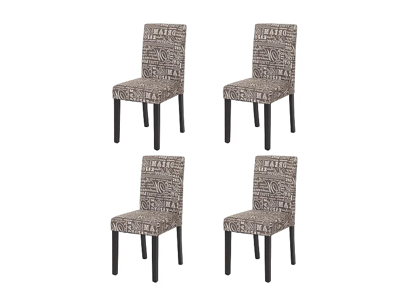 Silla de comedor Littau script (set de 4),  textil con letras, gris, patas oscuras