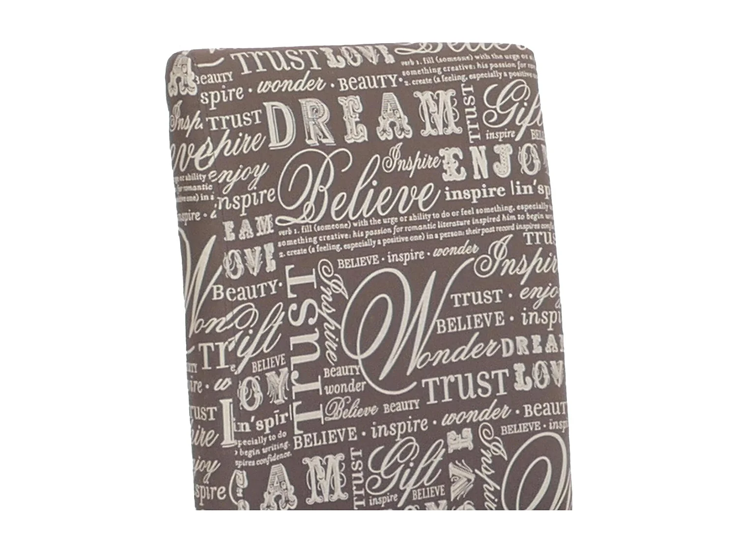 Eetkamerstoel Littau Schrift (set van 4),  textiel met letters, grijs, donkere poten