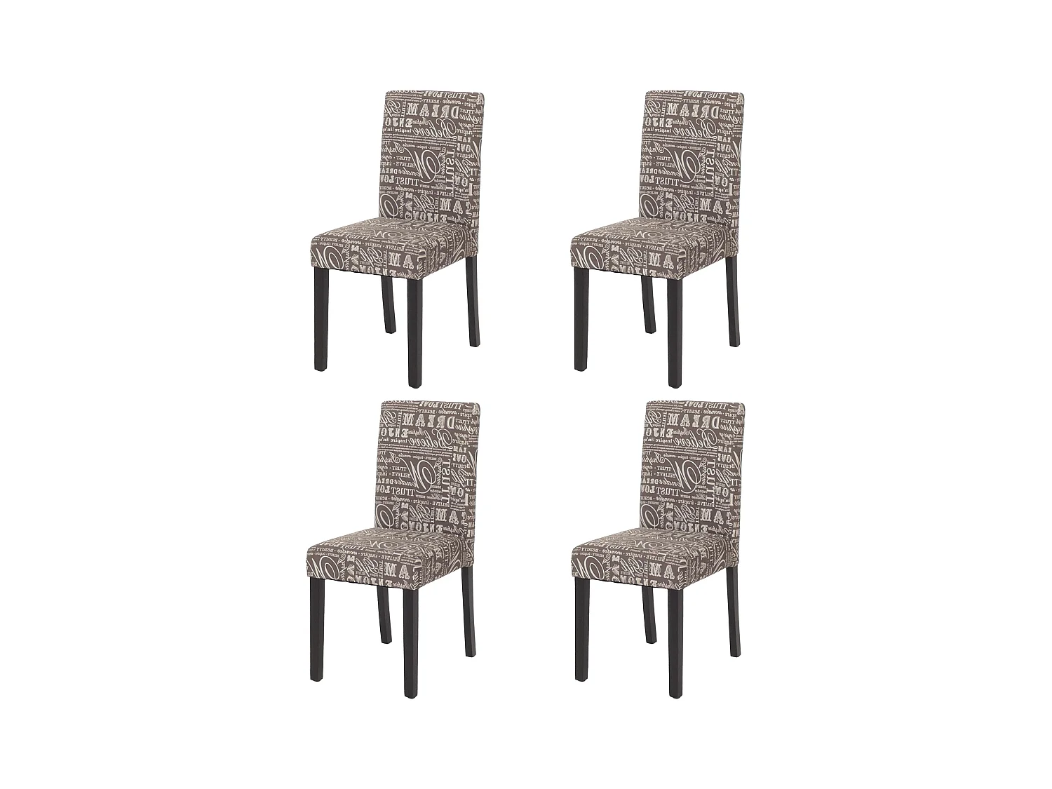 Chaise de salle à manger Littau Schrift (lot de 4),  tissu gris words fabric, pieds foncés