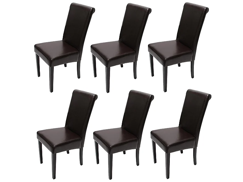 Set 6x sedie soggiorno elegante Novara II pelle sala da pranzo 60x41x99cm marrone piedi scuri