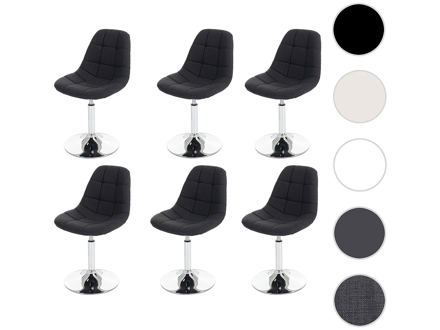 Silla de comedor MCW-A60 (juego de 6),  textil gris oscuro