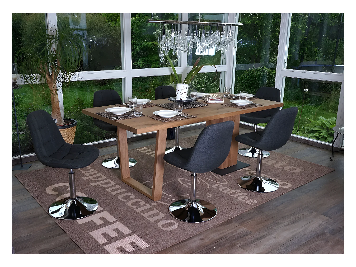 Chaise de salle à manger MCW-A60 (lot de 6),  tissu gris foncé