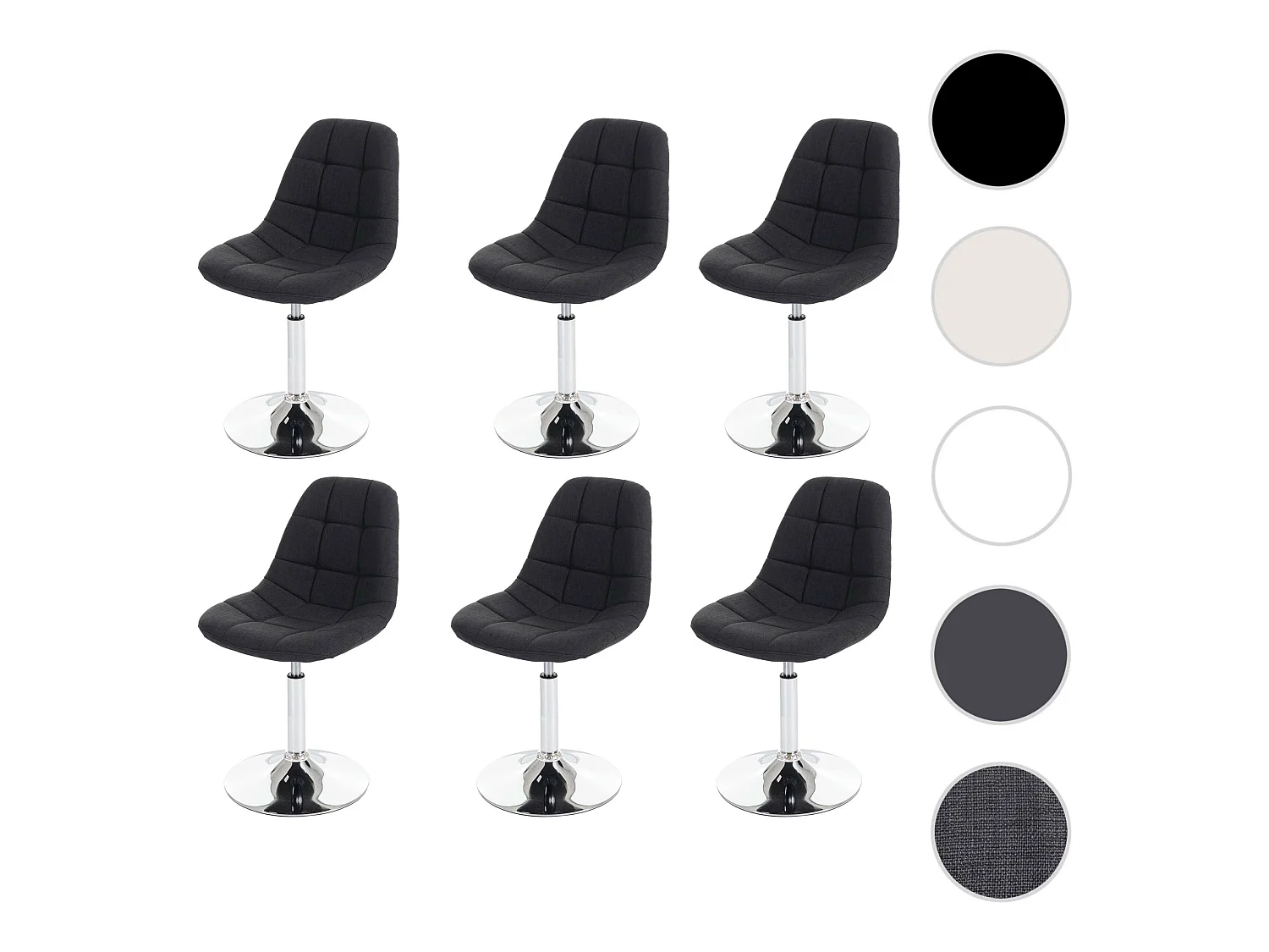 Chaise de salle à manger MCW-A60 (lot de 6),  tissu gris foncé