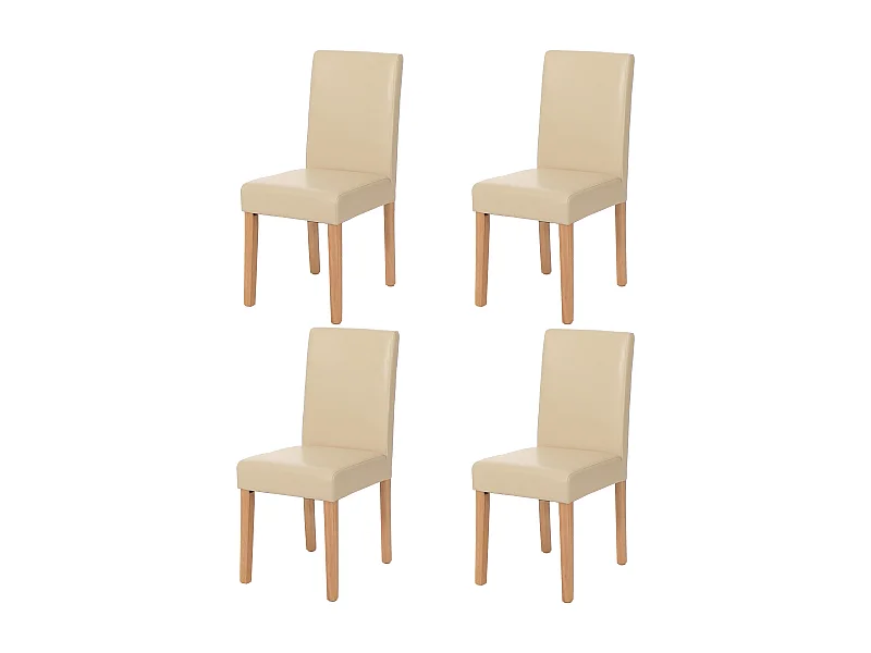 Chaise de salle à manger Littau (lot de 4),  cuir reconstitué, crème, pieds clairs