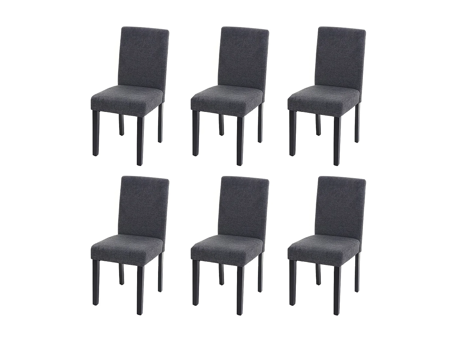 Esszimmerstuhl Littau (6er-Set), Textil, anthrazitgrau, dunkle Beine