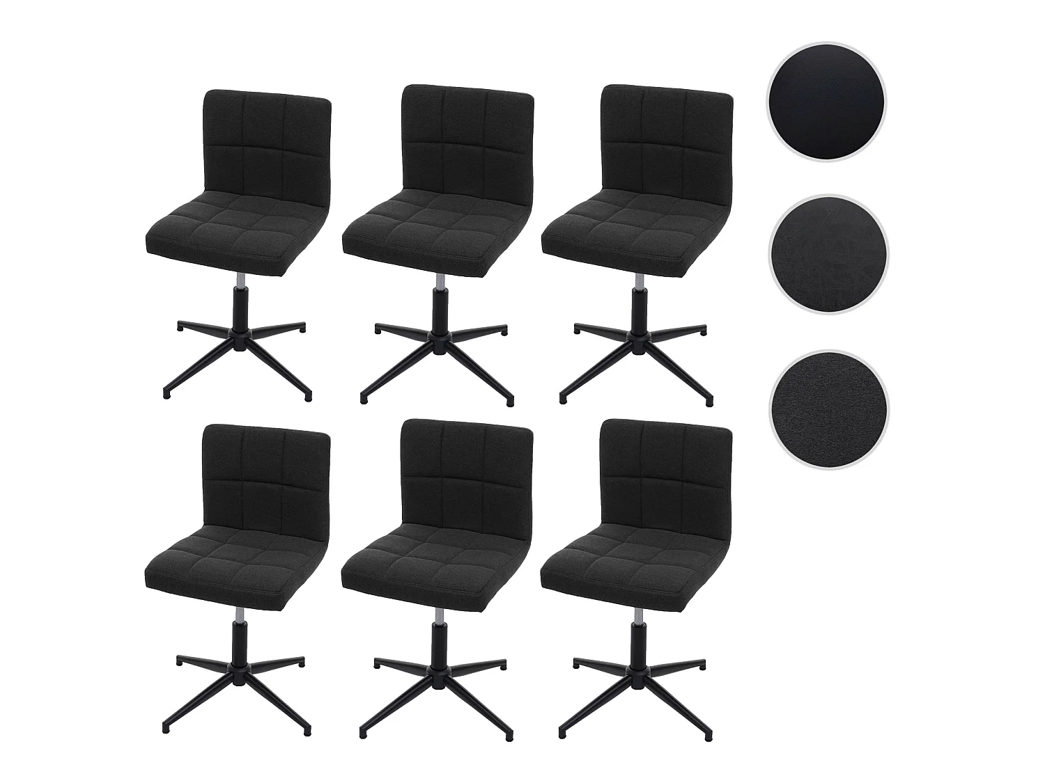 Krzesło do jadalni Cadiz II (zestaw 6 sztuk),  tkanina / materiał ciemnoszary, podstawa czarna