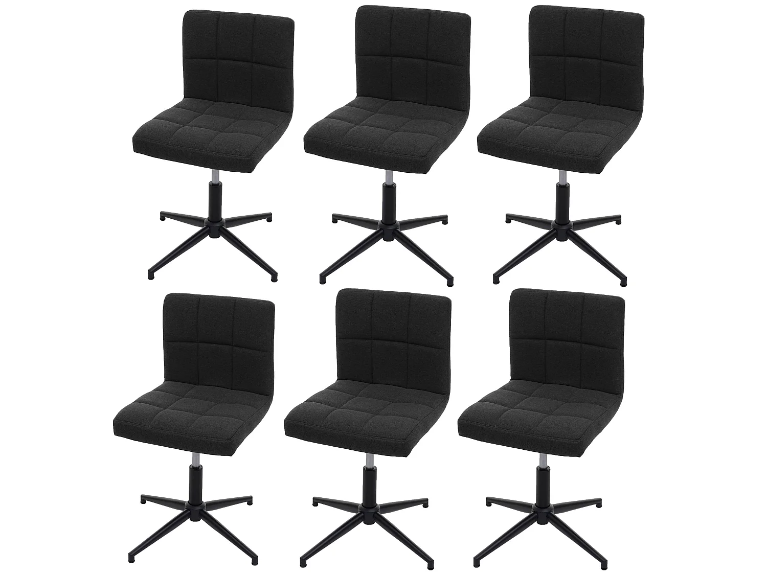 Chaise de salle à manger Cadiz II (lot de 6),  tissu/textile gris foncé, pied noir