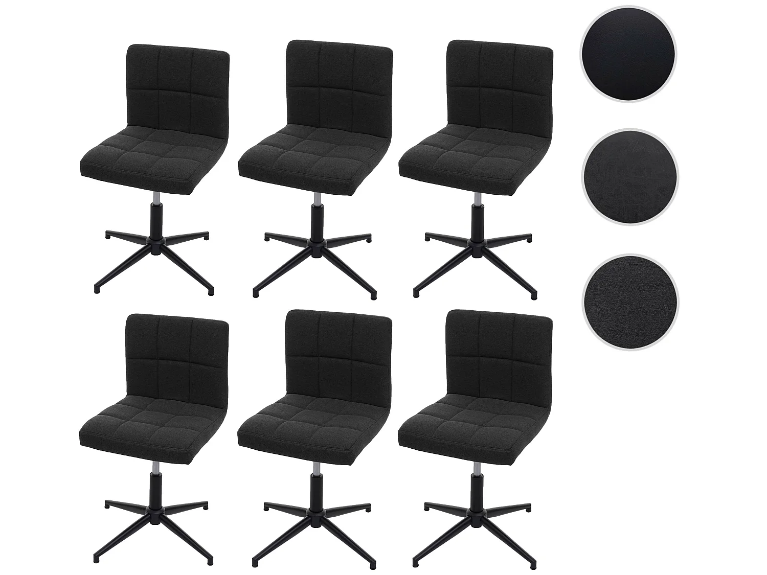 Chaise de salle à manger Cadiz II (lot de 6),  tissu/textile gris foncé, pied noir