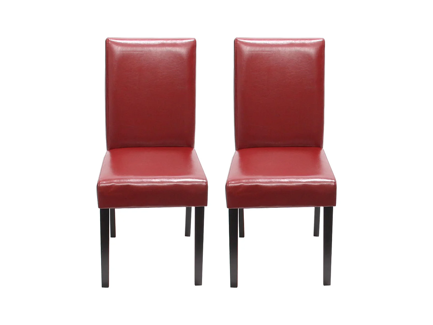 Set 2x sedie Littau pelle soggiorno cucina sala da pranzo 43x56x90cm rosso piedi scuri