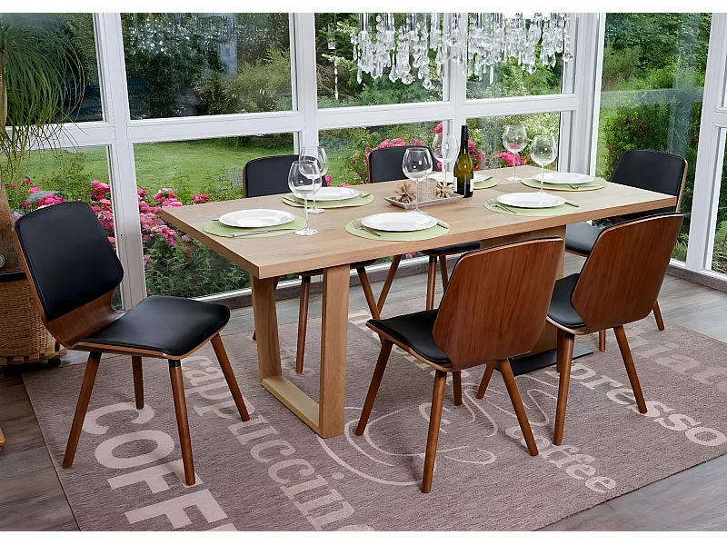 Eetkamerstoel MCW-B16 (set van 6),  kunstleer zwart