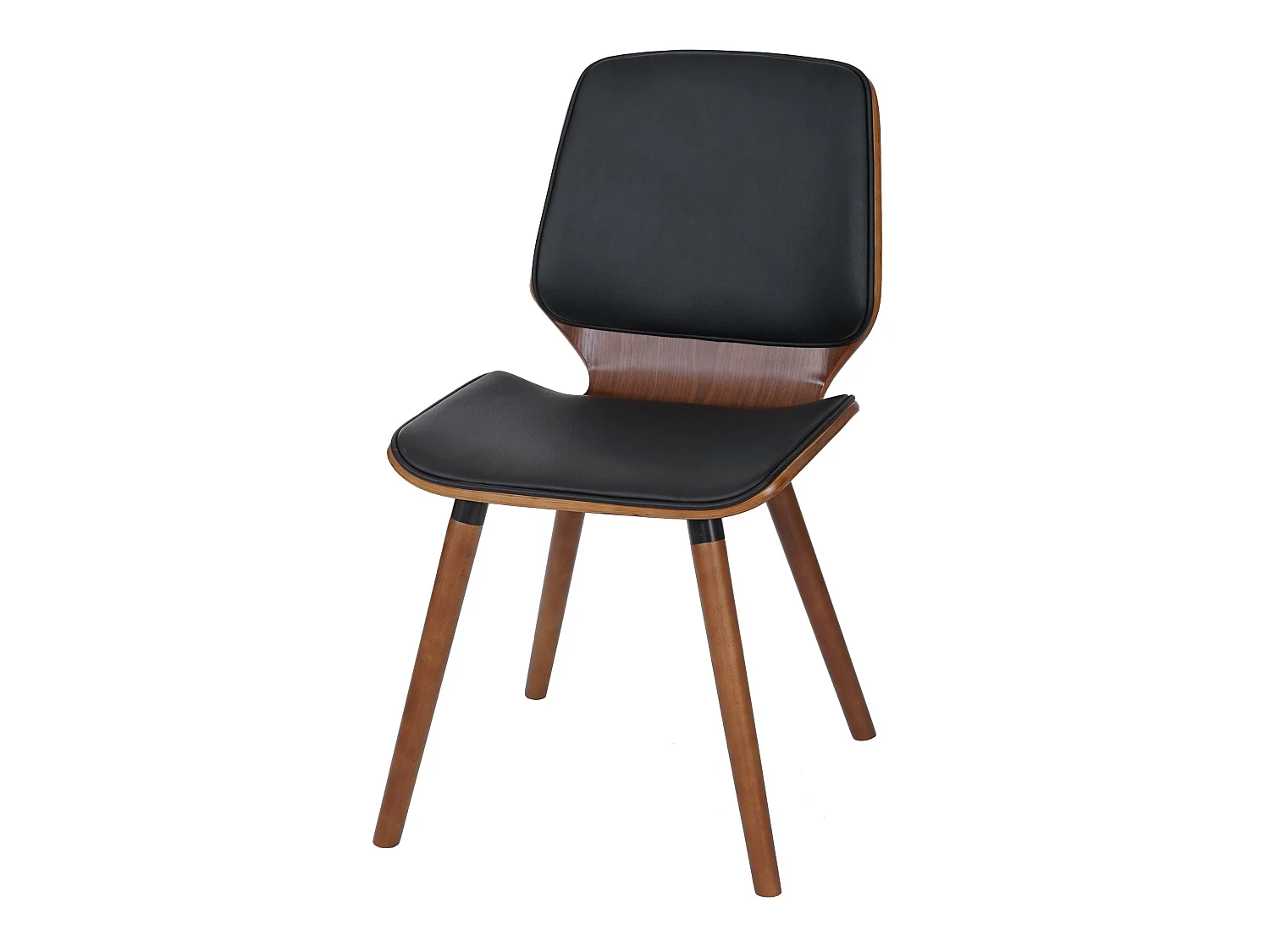Set 6x sedie eleganti soggiorno sala pranzo MCW-B16 legno curvo ecopelle nero