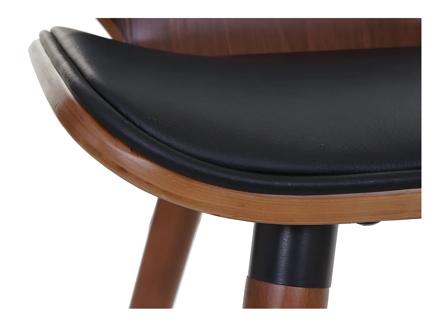Set 6x sedie eleganti soggiorno sala pranzo MCW-B16 legno curvo ecopelle nero
