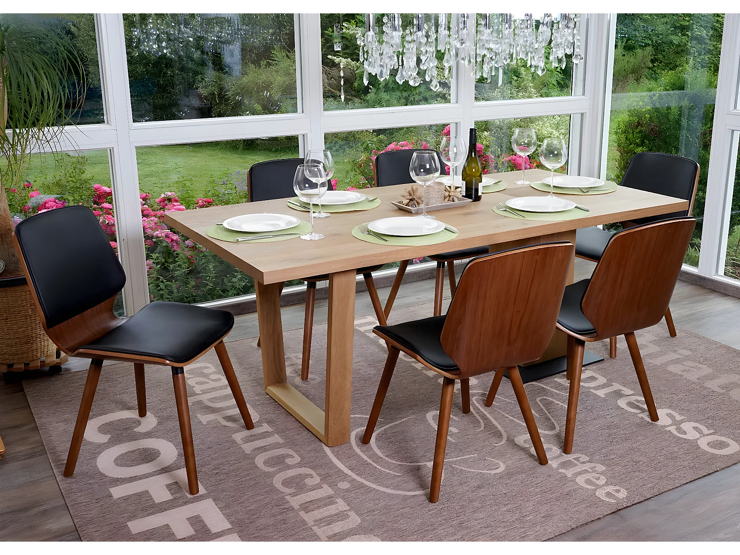 Chaise de salle à manger MCW-B16 (lot de 6),  similicuir noir