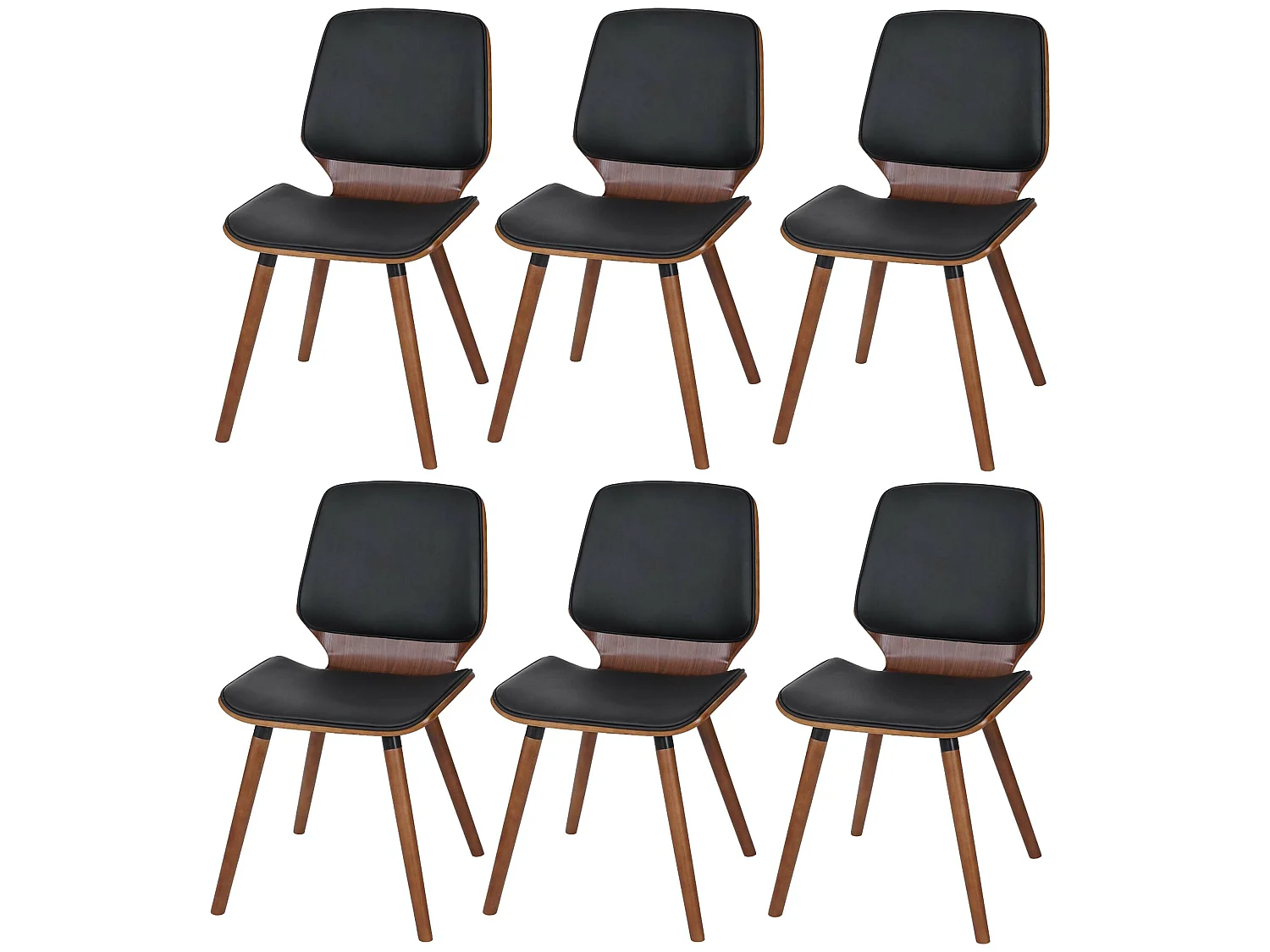 Chaise de salle à manger MCW-B16 (lot de 6),  similicuir noir