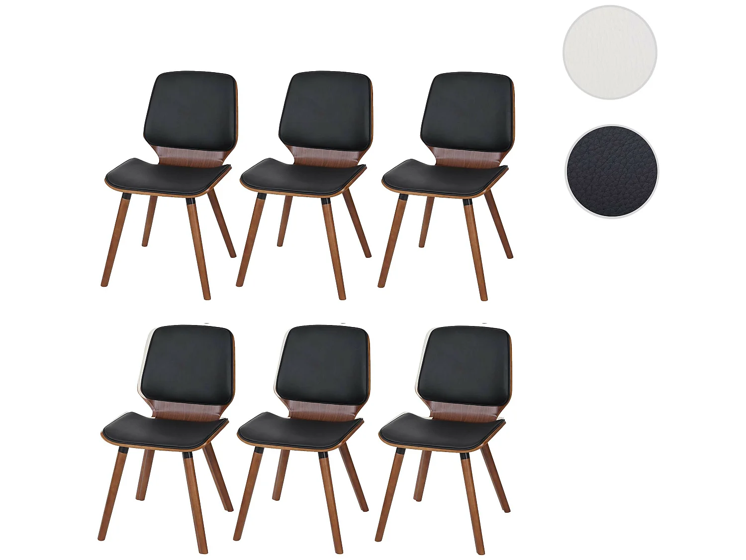 Chaise de salle à manger MCW-B16 (lot de 6),  similicuir noir