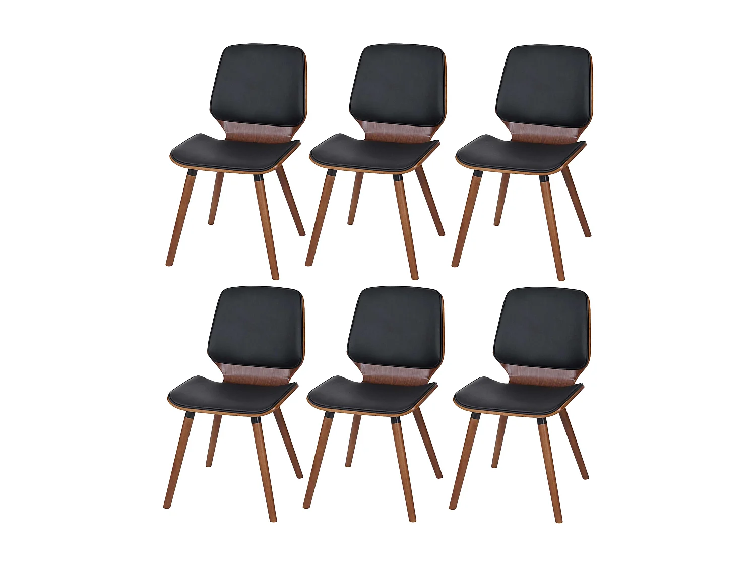 Chaise de salle à manger MCW-B16 (lot de 6),  similicuir noir