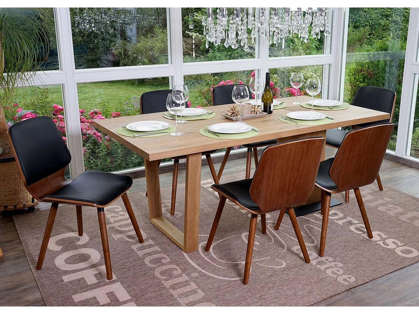 Chaise de salle à manger MCW-B16 (lot de 6),  similicuir noir