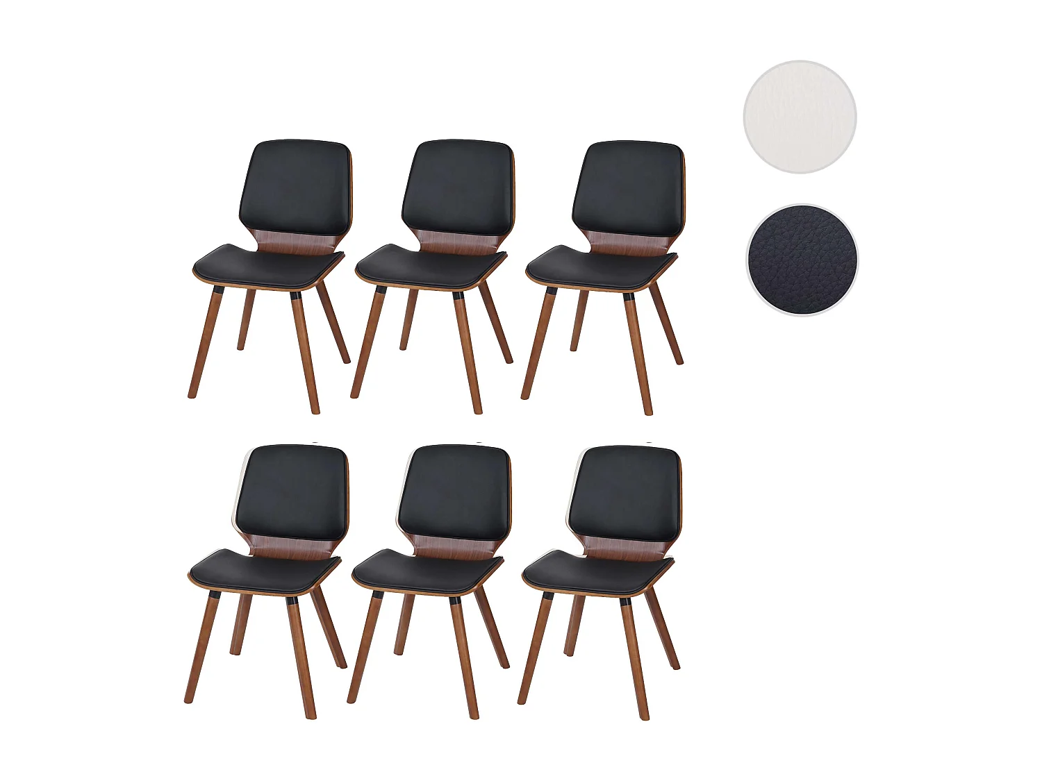 Chaise de salle à manger MCW-B16 (lot de 6),  similicuir noir