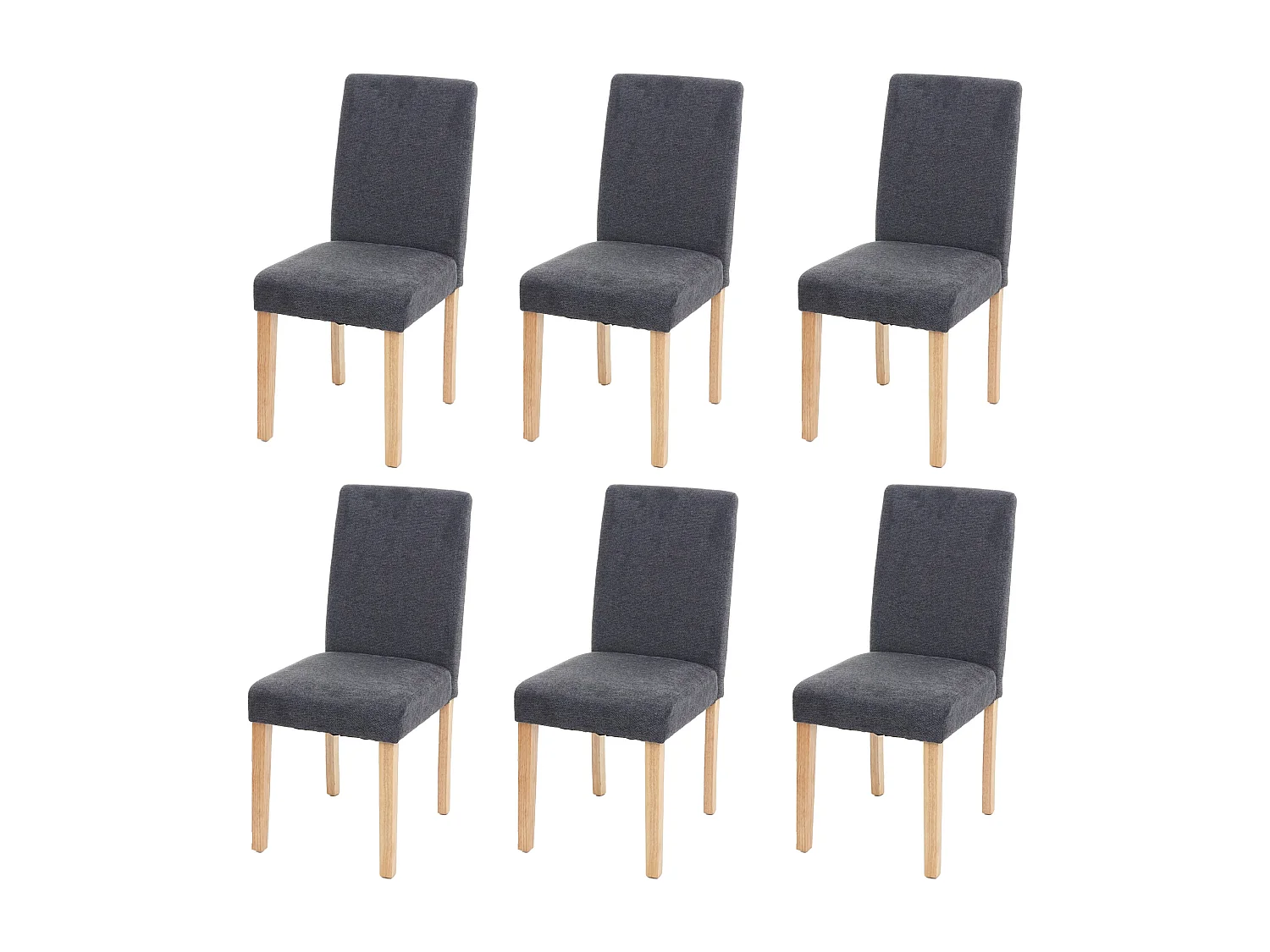 Chaise de salle à manger Littau (lot de 6),  tissu gris anthracite, pieds clairs