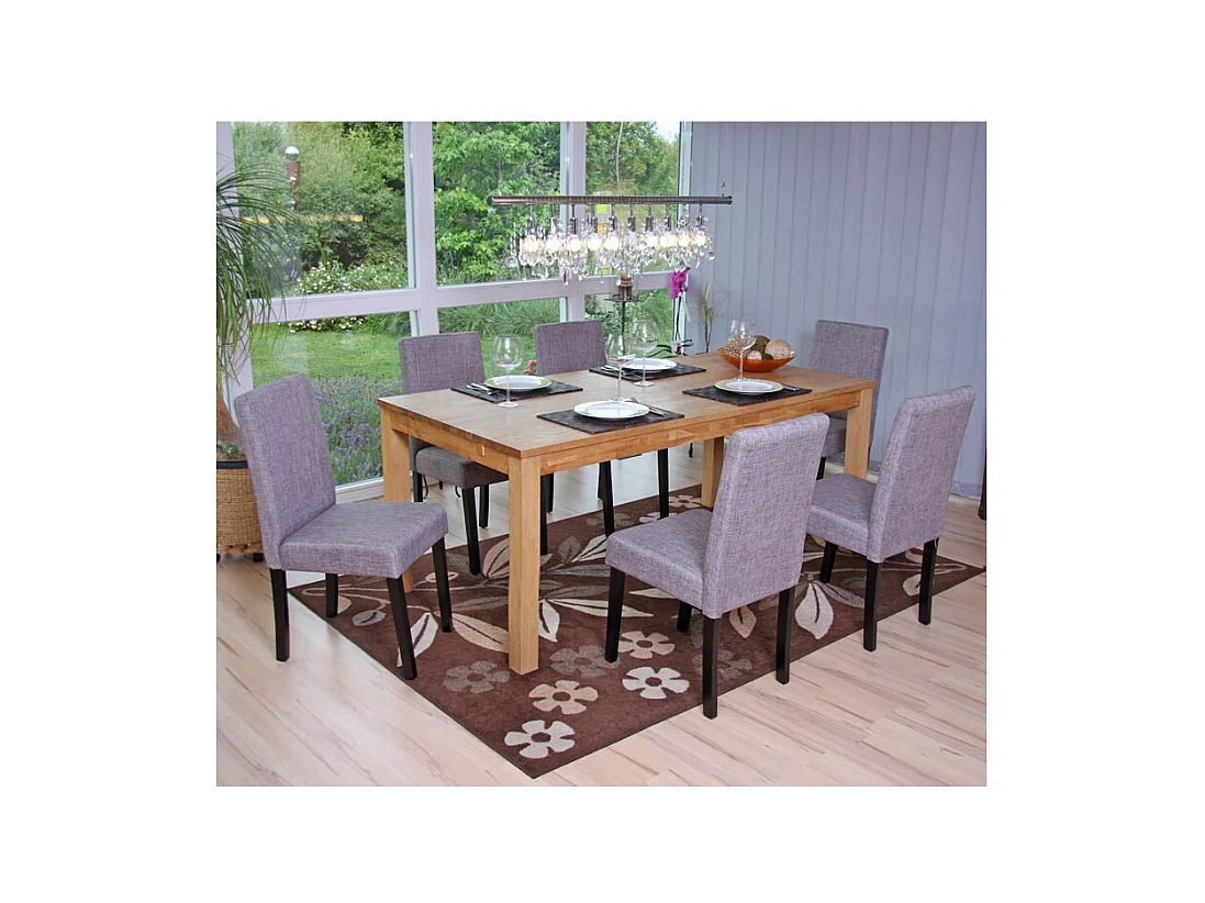 Chaise de salle à manger Littau (lot de 6),  tissu gris, pieds foncés