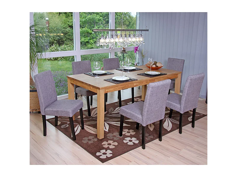 Littau dining chairs (set of 6),  fabric, grey, dark legs