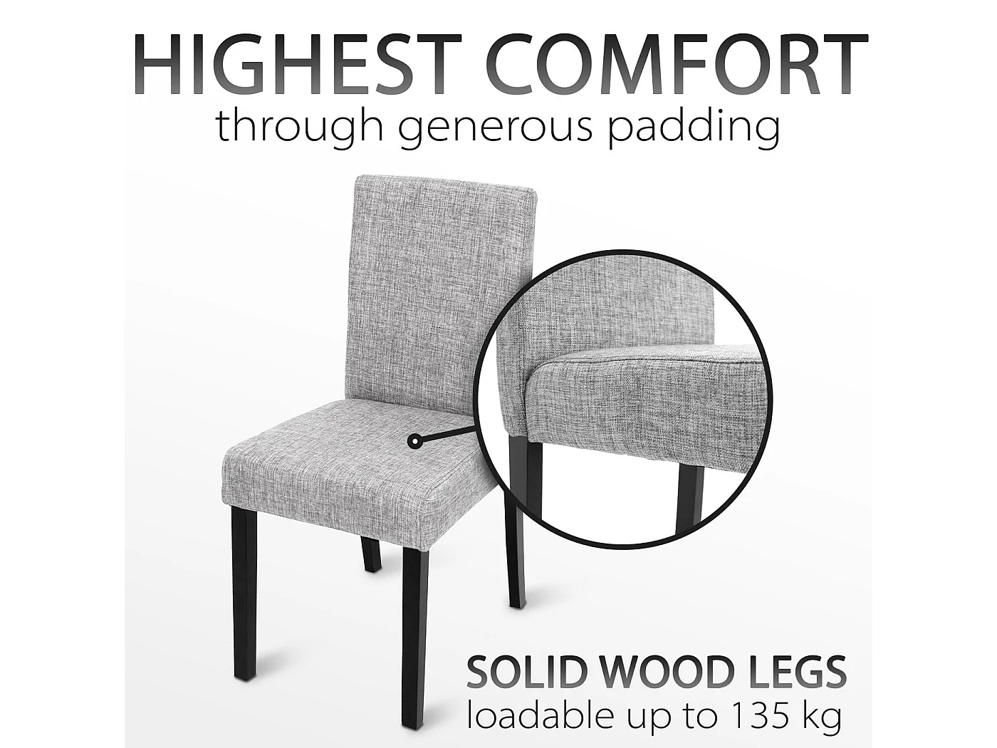 Littau dining chairs (set of 6),  fabric, grey, dark legs