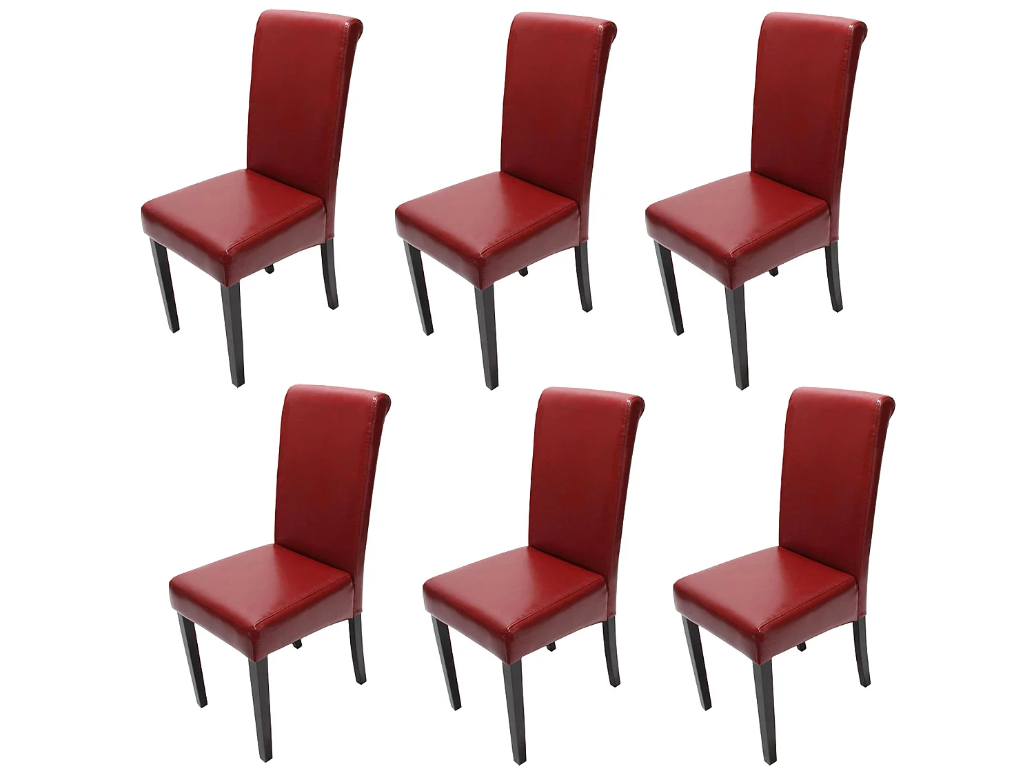 Chaise de salle à manger Lecce II (lot de 6),  rouge/pieds foncés