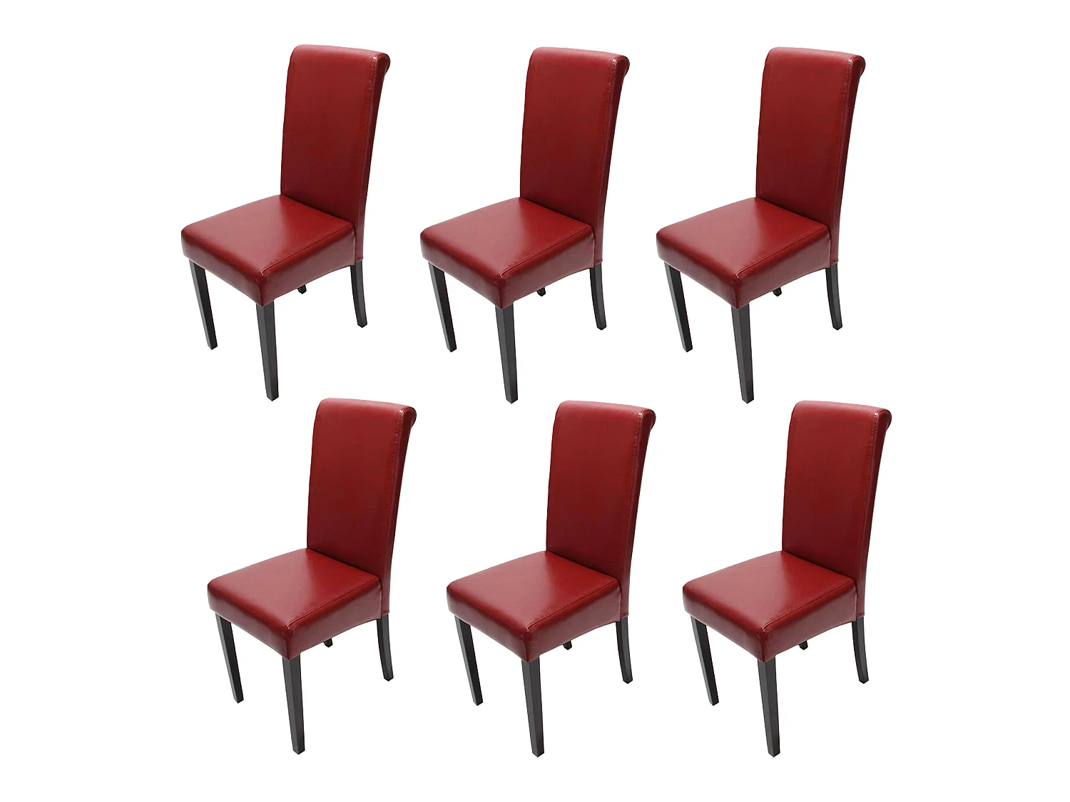 Chaise de salle à manger Lecce II (lot de 6),  rouge/pieds foncés