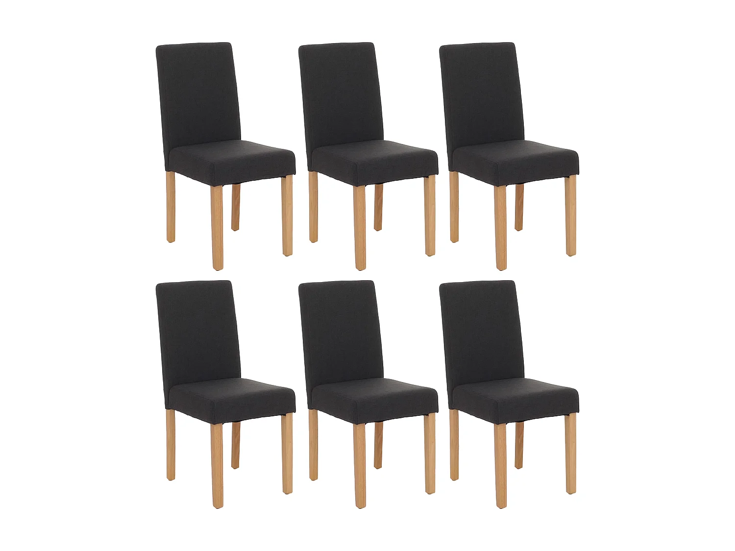 Chaise de salle à manger Littau (lot de 6),  tissu noir, pieds clairs