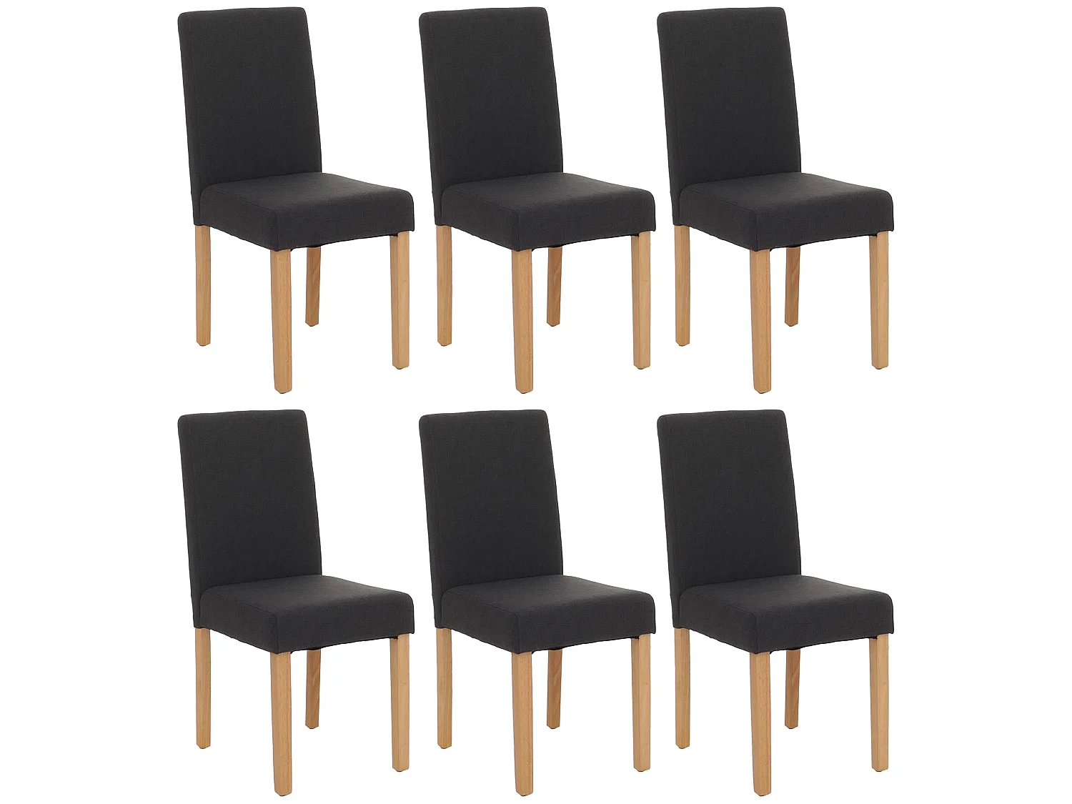 Chaise de salle à manger Littau (lot de 6),  tissu noir, pieds clairs