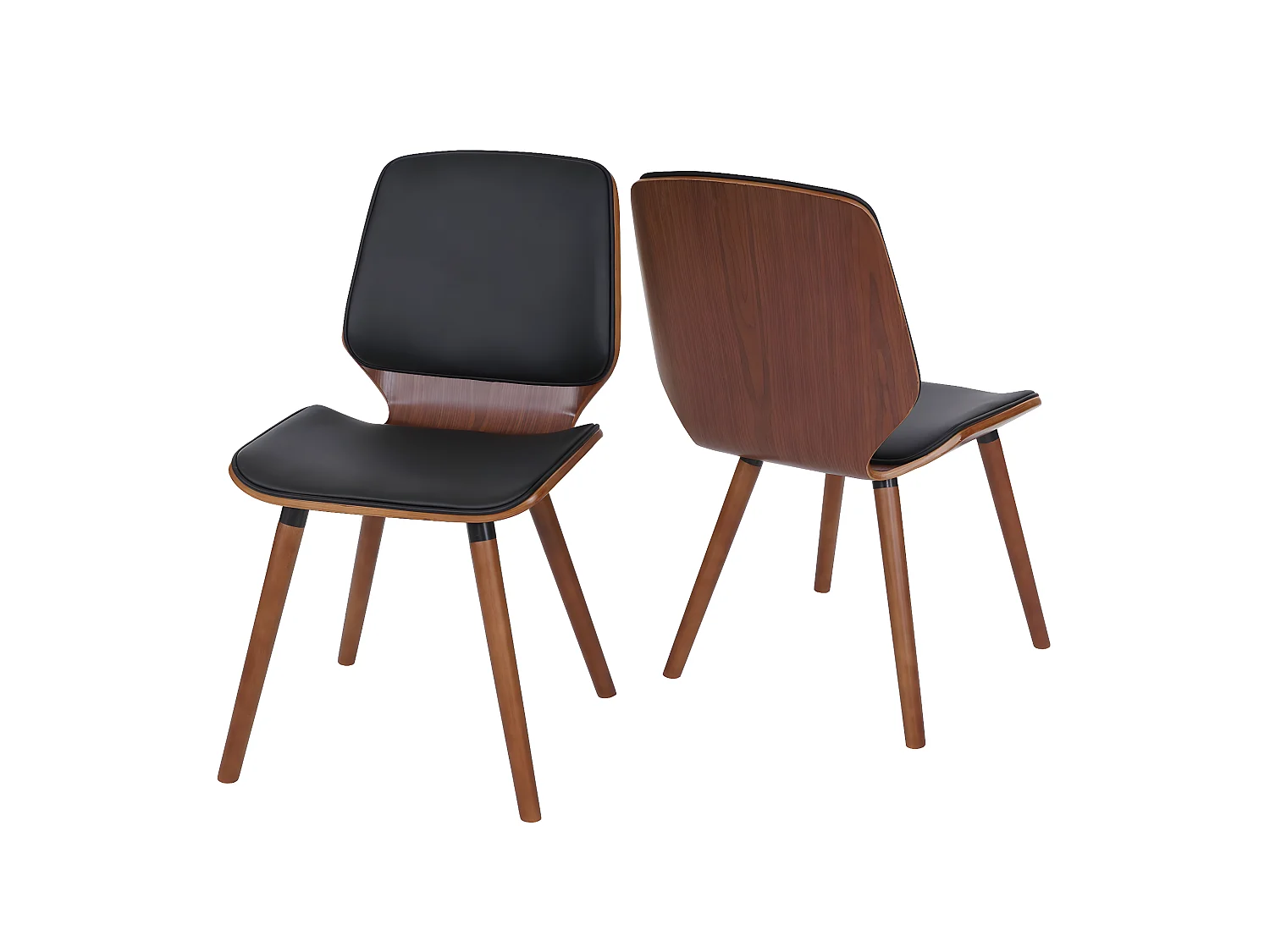 Eetkamerstoel MCW-B16 (set van 2),  kunstleer zwart