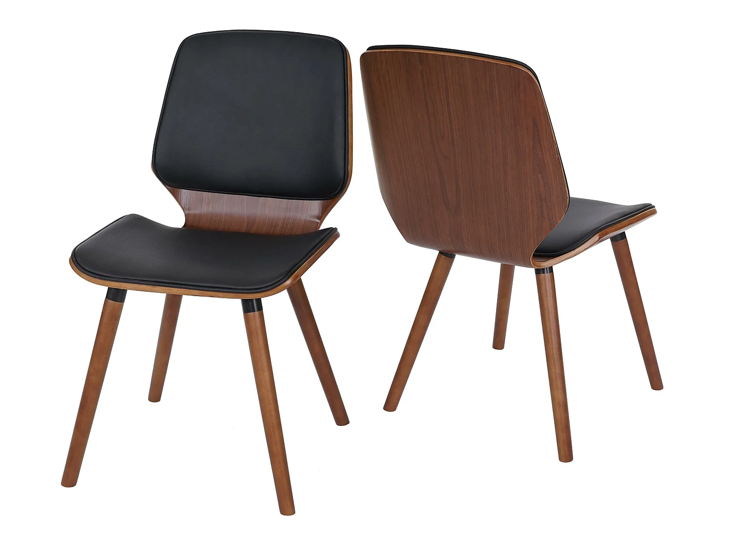 Eetkamerstoel MCW-B16 (set van 2),  kunstleer zwart