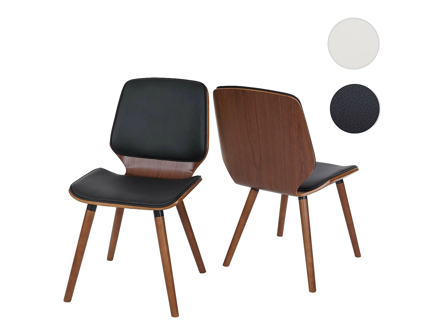 Eetkamerstoel MCW-B16 (set van 2),  kunstleer zwart