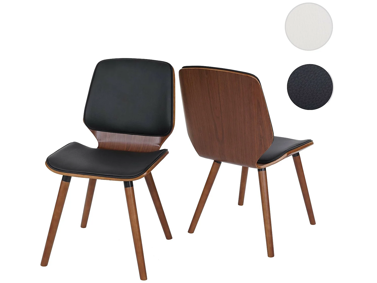 Krzesło do jadalni MCW-B16 (zestaw 2 sztuk),  sztuczna skóra, czarny