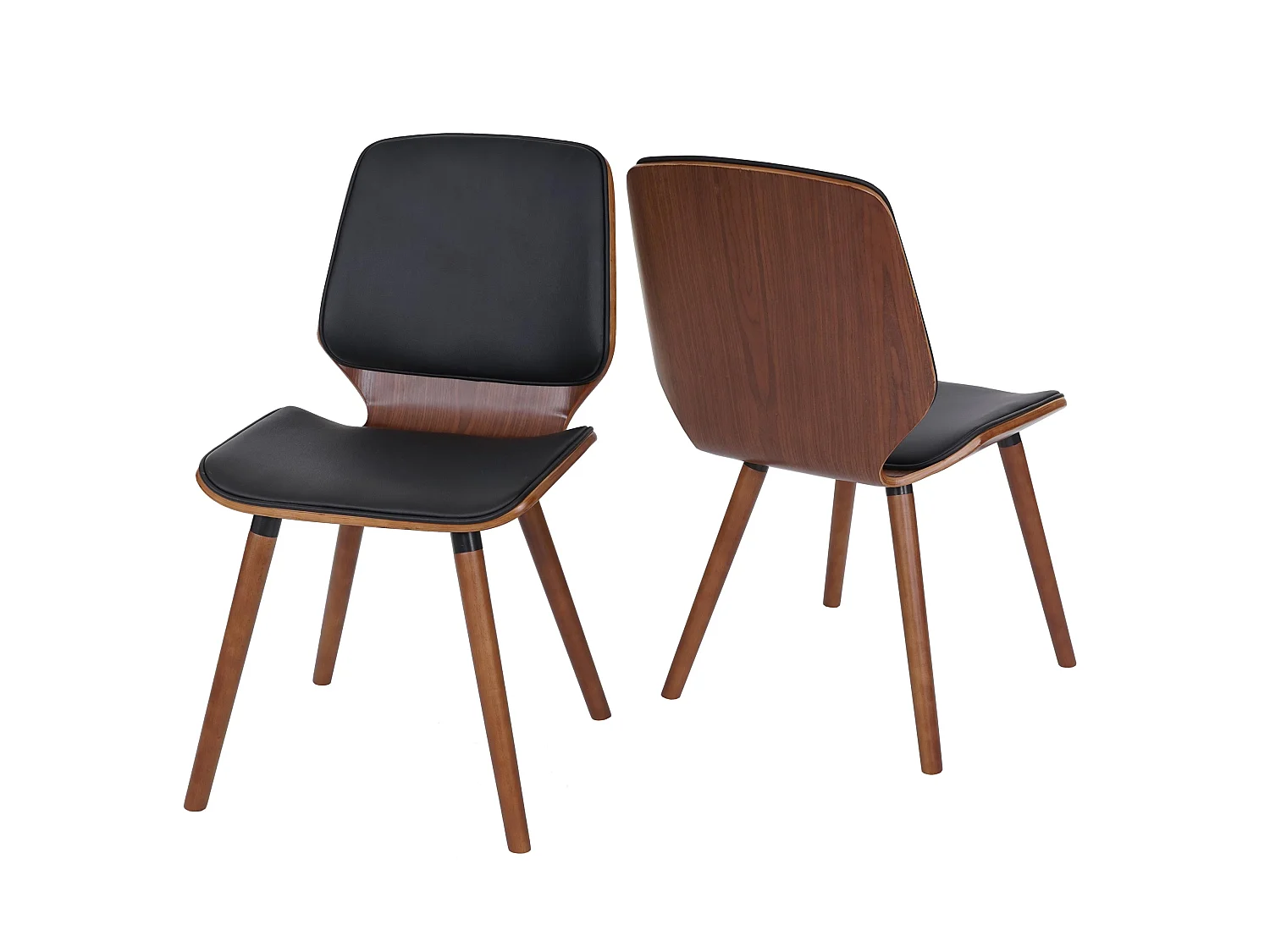 Chaise de salle à manger MCW-B16 (lot de 2),  similicuir noir