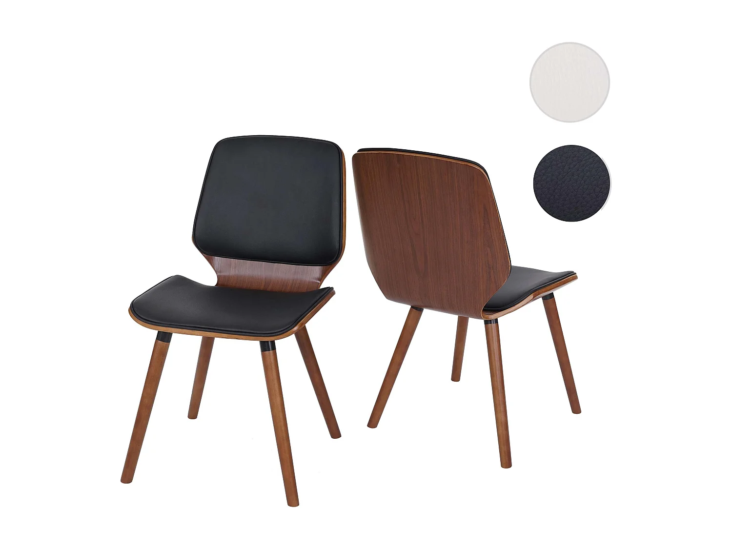 Chaise de salle à manger MCW-B16 (lot de 2),  similicuir noir