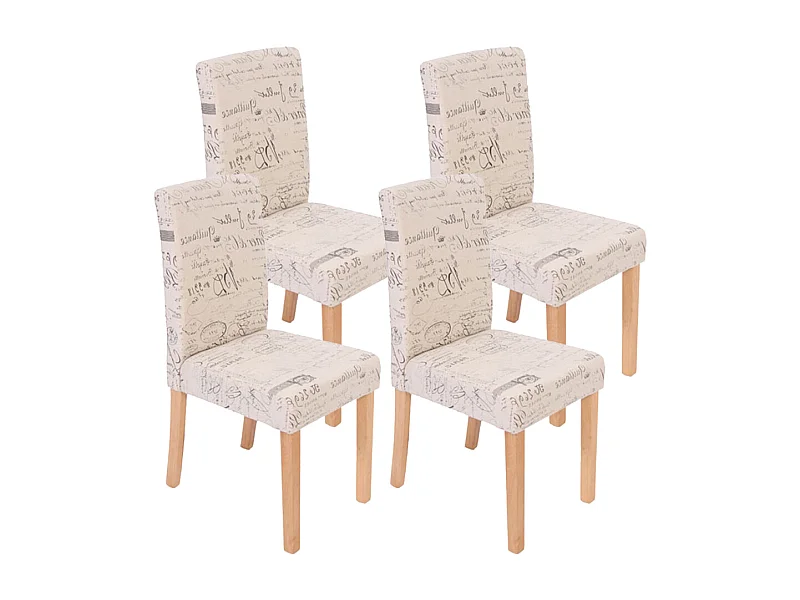 Chaise de salle à manger Littau Schrift (lot de 4),  tissu words fabric, pieds clairs