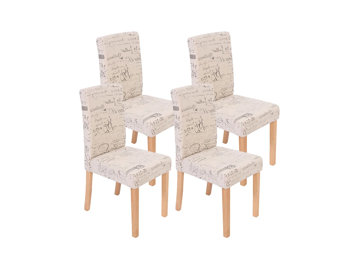 Chaise de salle à manger Littau Schrift (lot de 4),  tissu words fabric, pieds clairs
