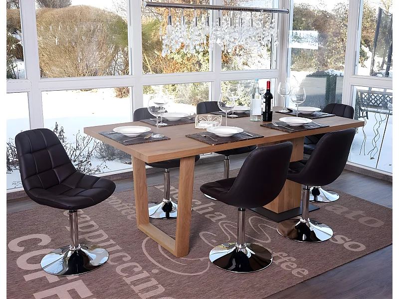 Silla de comedor MCW-A60 (juego de 6),  polipiel marrón