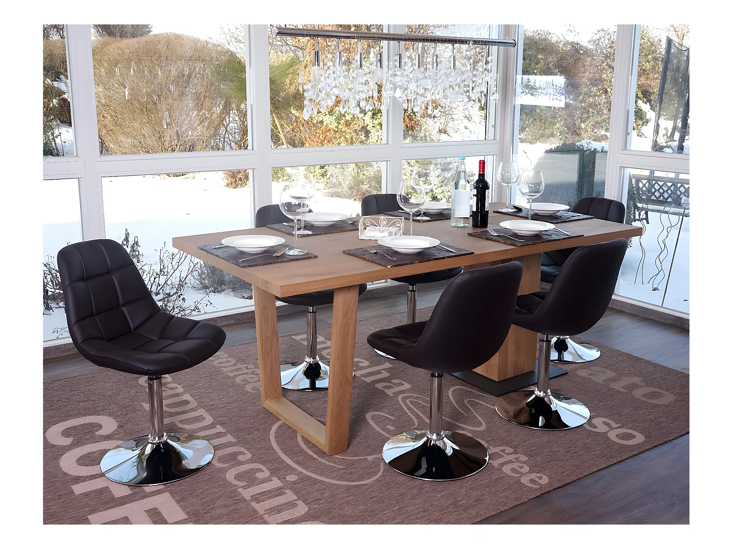 Chaise de salle à manger MCW-A60 (lot de 6),  similicuir marron